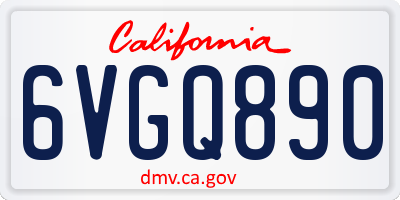 CA license plate 6VGQ890