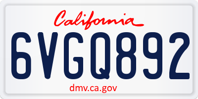 CA license plate 6VGQ892