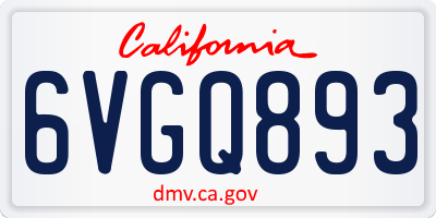 CA license plate 6VGQ893