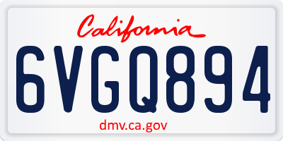 CA license plate 6VGQ894