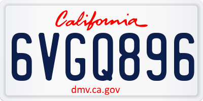 CA license plate 6VGQ896