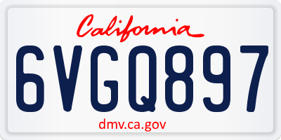 CA license plate 6VGQ897