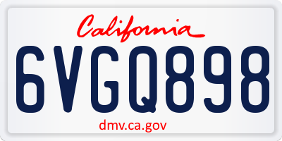 CA license plate 6VGQ898