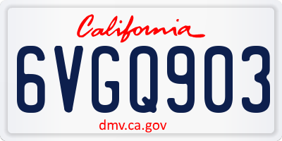 CA license plate 6VGQ903