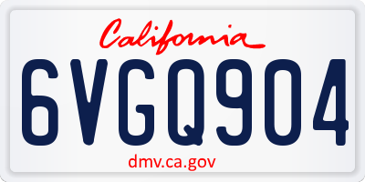 CA license plate 6VGQ904