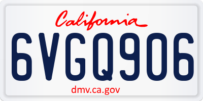 CA license plate 6VGQ906