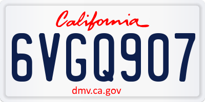 CA license plate 6VGQ907