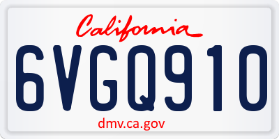 CA license plate 6VGQ910