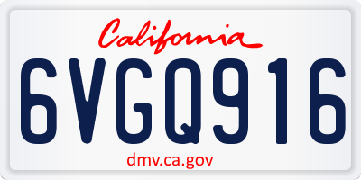 CA license plate 6VGQ916
