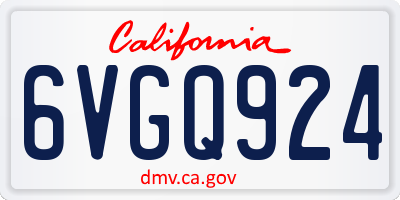 CA license plate 6VGQ924