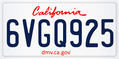 CA license plate 6VGQ925