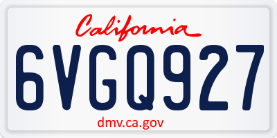 CA license plate 6VGQ927