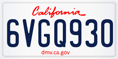CA license plate 6VGQ930