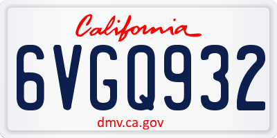 CA license plate 6VGQ932