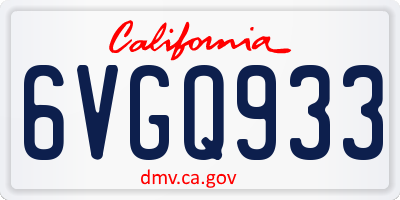 CA license plate 6VGQ933