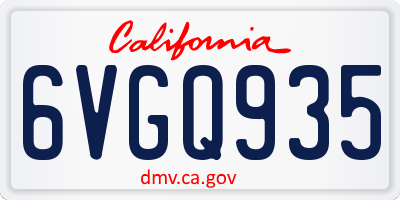 CA license plate 6VGQ935