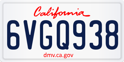 CA license plate 6VGQ938