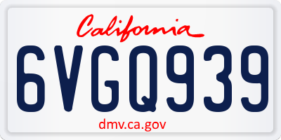 CA license plate 6VGQ939