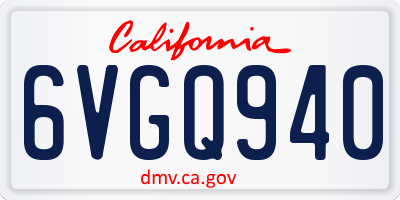 CA license plate 6VGQ940