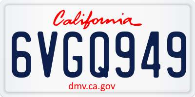 CA license plate 6VGQ949