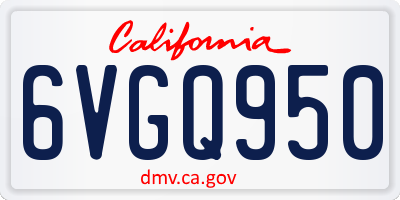 CA license plate 6VGQ950