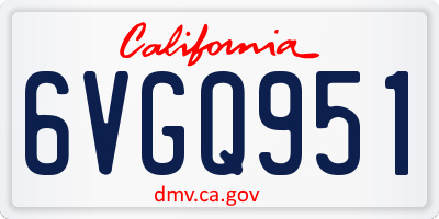 CA license plate 6VGQ951