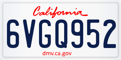 CA license plate 6VGQ952