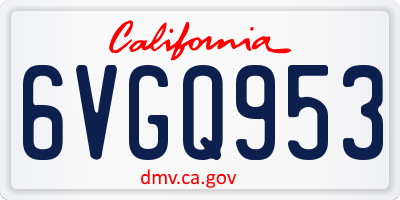 CA license plate 6VGQ953