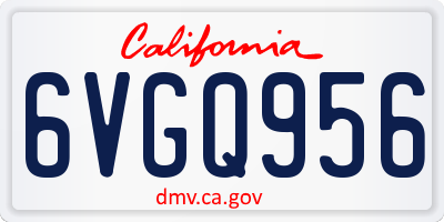 CA license plate 6VGQ956
