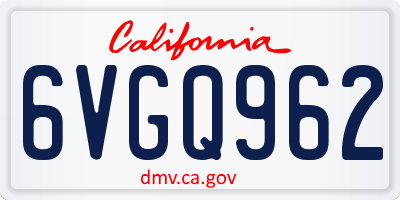 CA license plate 6VGQ962