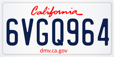 CA license plate 6VGQ964