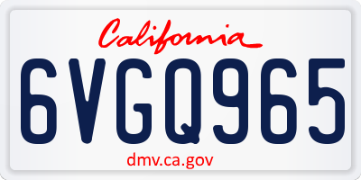 CA license plate 6VGQ965