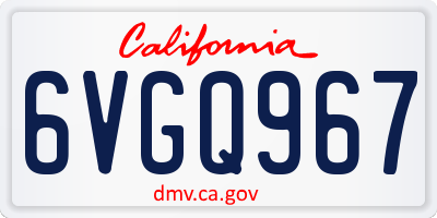 CA license plate 6VGQ967