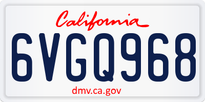 CA license plate 6VGQ968