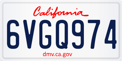 CA license plate 6VGQ974