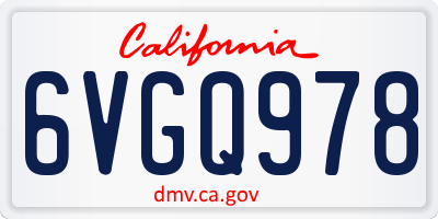 CA license plate 6VGQ978