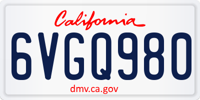 CA license plate 6VGQ980