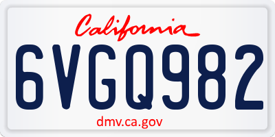 CA license plate 6VGQ982