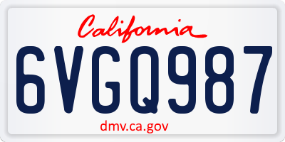 CA license plate 6VGQ987
