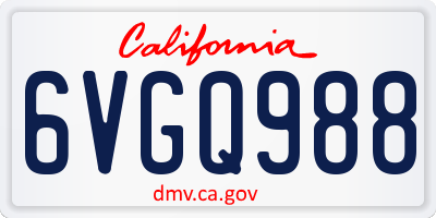 CA license plate 6VGQ988