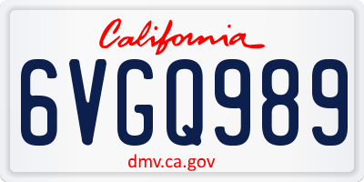 CA license plate 6VGQ989