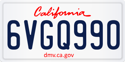 CA license plate 6VGQ990