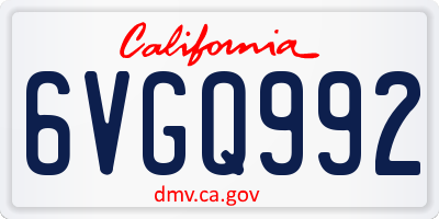 CA license plate 6VGQ992