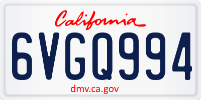 CA license plate 6VGQ994