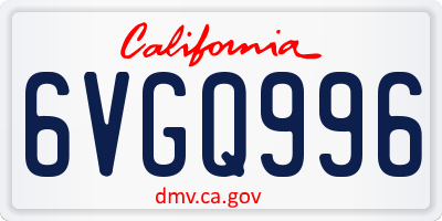 CA license plate 6VGQ996
