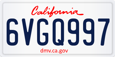 CA license plate 6VGQ997