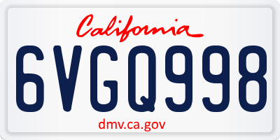 CA license plate 6VGQ998