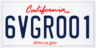 CA license plate 6VGR001