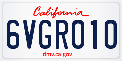 CA license plate 6VGR010