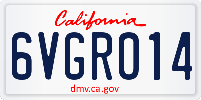 CA license plate 6VGR014